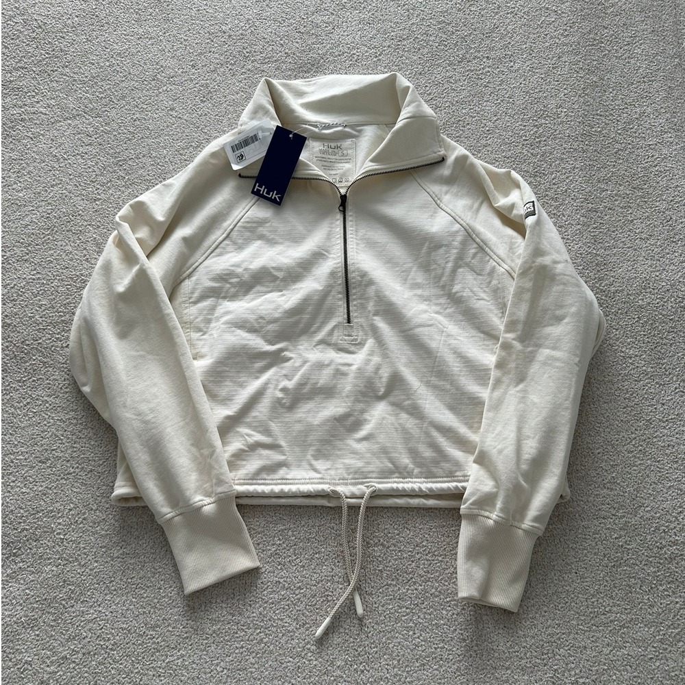 NWT Huk Women's Cruiser Hybrid 1/2 Zip size Small in light ivory